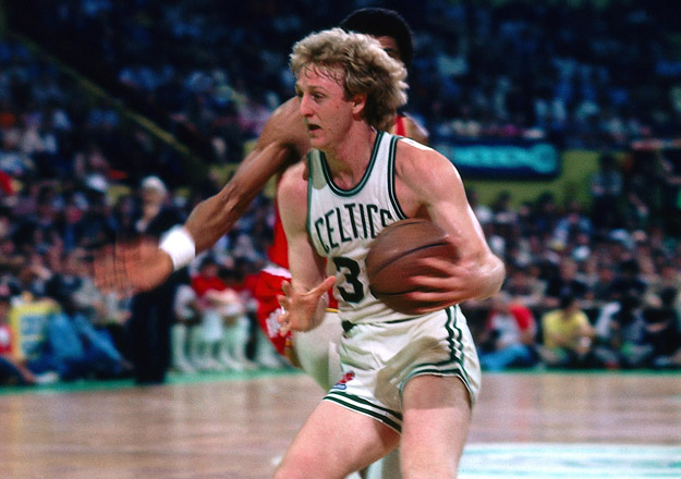 BOSTON - 1981:  Larry Bird #33 of the Boston Celtics drives to the baket against the Houston Rockets during the 1991 NBA Finals at the Boston Garden in Boston, Massachusetts. The Boston Celtics defeated the Houston Rockets 4-2 and won the 1981 NBA Championship.