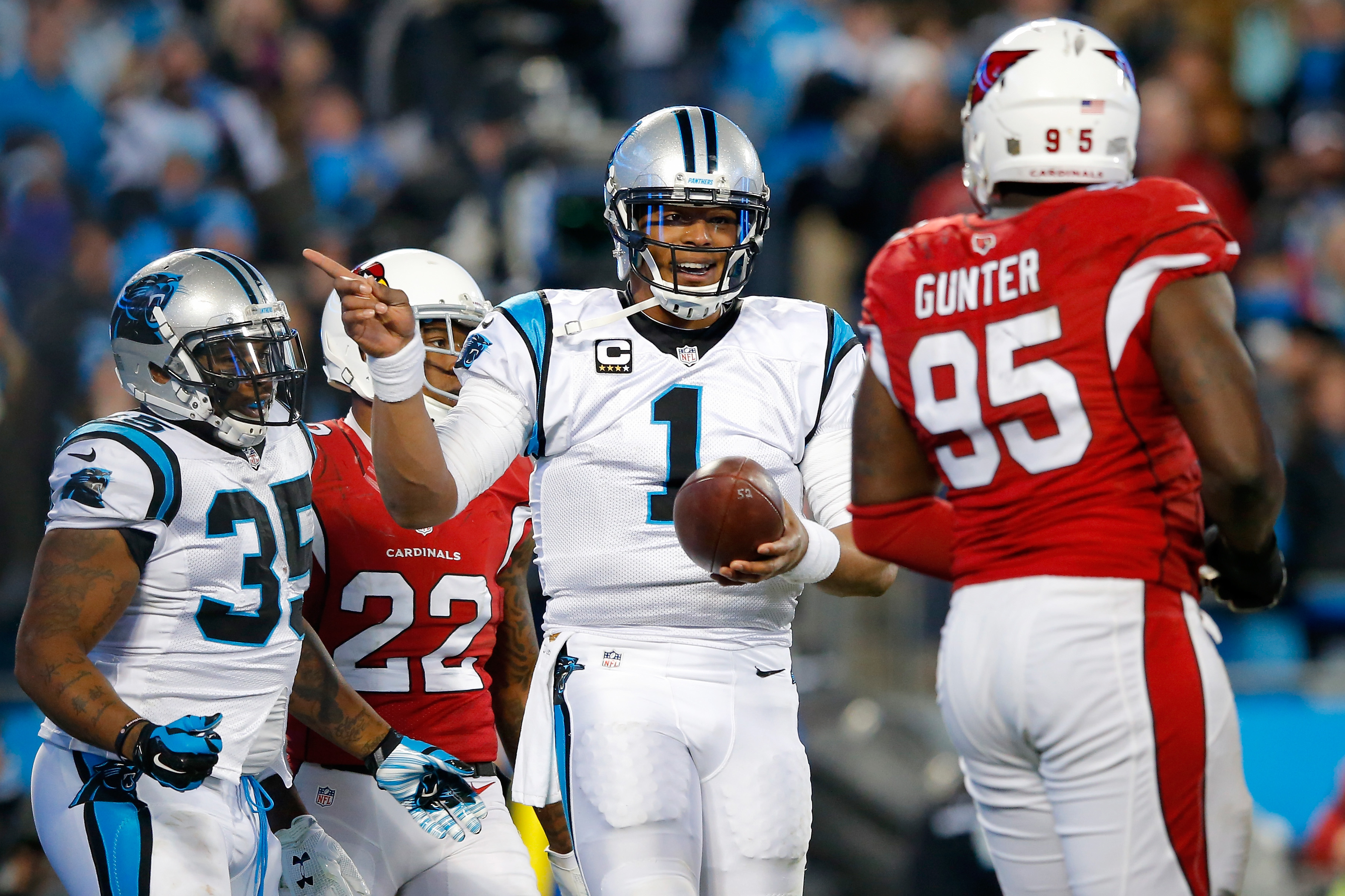during the NFC Championship Game at Bank of America Stadium on January 24, 2016 in Charlotte, North Carolina.