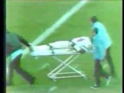 Darryl Stingley is taken off the field after the famous hit by Oakland's Jack Tatum (YouTube)