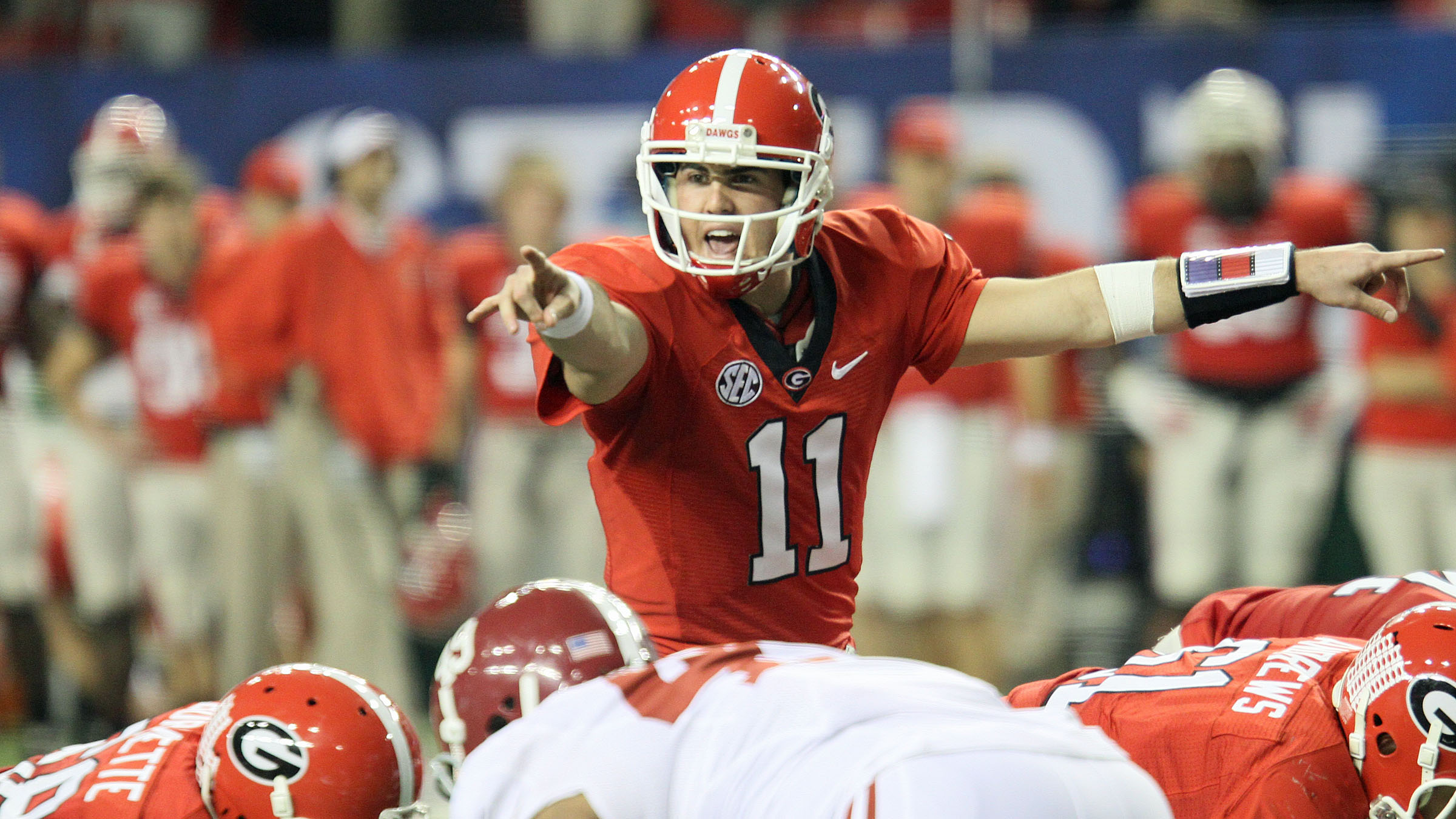 Quarterback Aaron Murray of UGA in the 2012 SEC Championship Game (Photo by Jim Hipple)